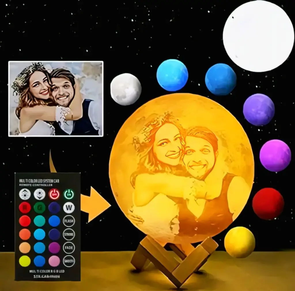 Personalized moon lamp Customize Moon lamp Multi colour light with remote