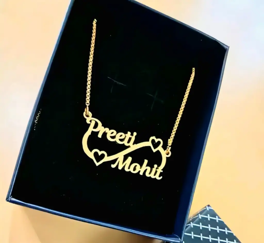 Personalized Necklace With Ur Name Or Love One Name With 24k Gold Plating and Laser Cutting Finish,