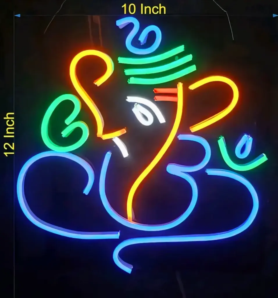 Ganpati Neon Light – 12x10 Inch | Divine Home Decor