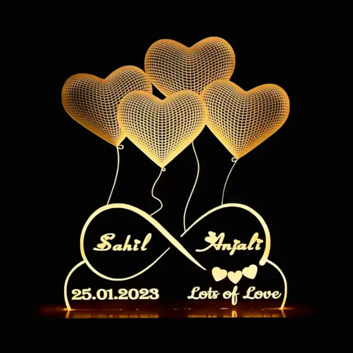 Customized Acrylic night lamp- Gold LED