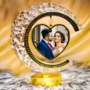 Personalized LED Heart-Shaped Crystal Moon Lamp Photo Frame with Touch Panel
