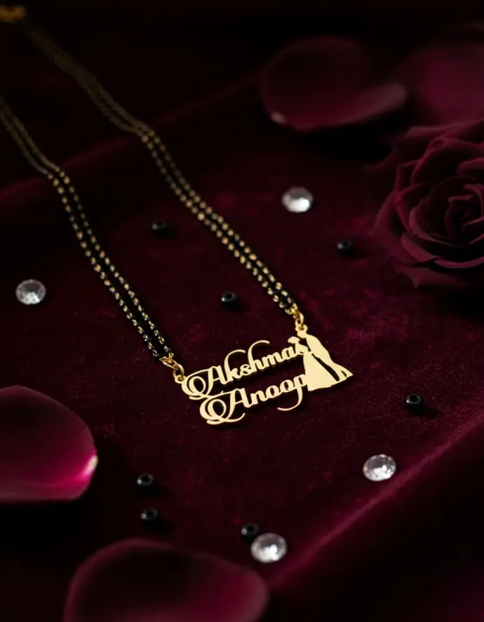 Personalized 1 gram micro gold name couple name pendant manglsutra