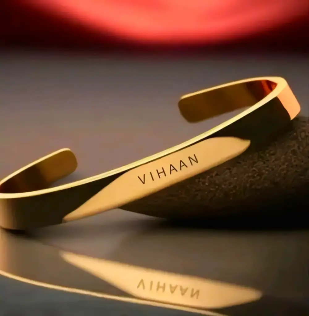 Personalized chuda gold plated customised cuff bracelet
