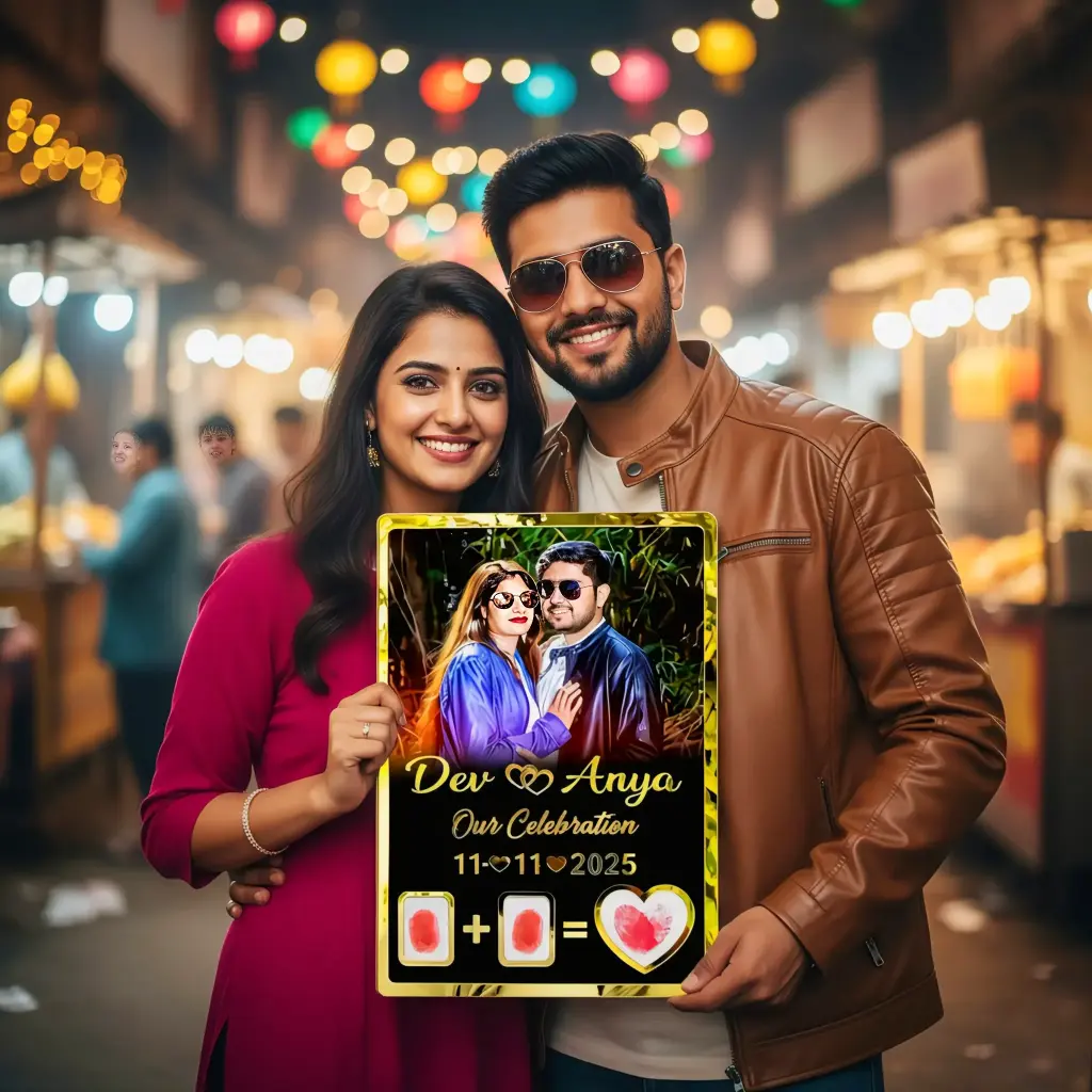 Acrylic wooden photo frame   With golden name for wedding gift nikah gift personalized