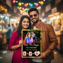 Acrylic wooden photo frame   With golden name for wedding gift nikah gift personalized