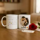 Customized Love Calendar Mug with Name & Photo – Personalized Gift for Couples, Friends,