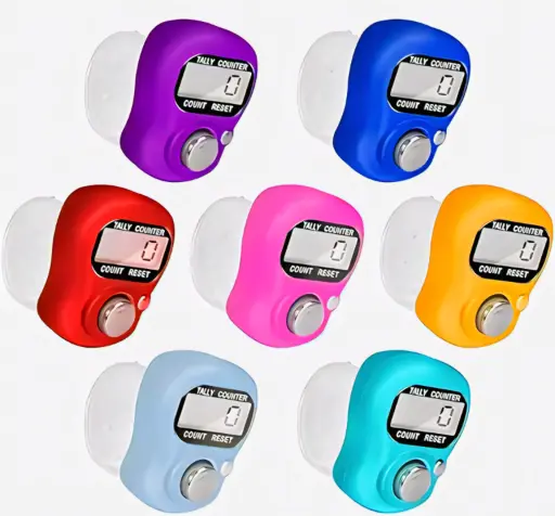 Naam jap yantra counter finger clicker ring electronic light weight digital counting machine for cricket umpire,mantra chanting multicolor pack of 6