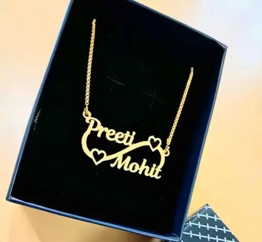 Personalized Necklace With Ur Name Or Love One Name With 24k Gold Plating and Laser Cutting Finish,