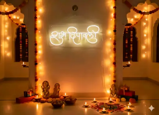 Shubh Dipawali Warm White Neon Sign